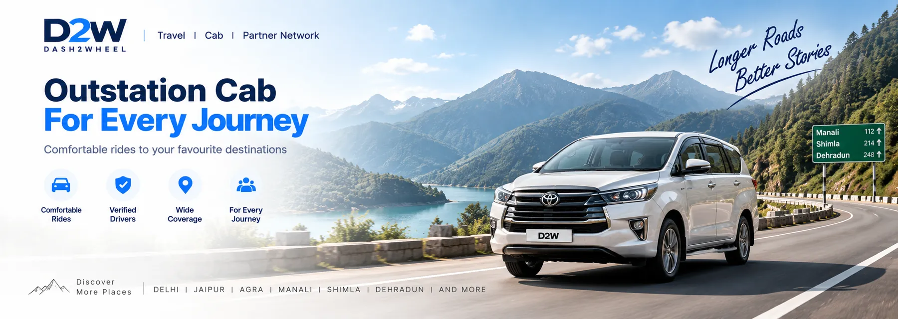 Outstation cabs — comfortable rides to your favourite destinations